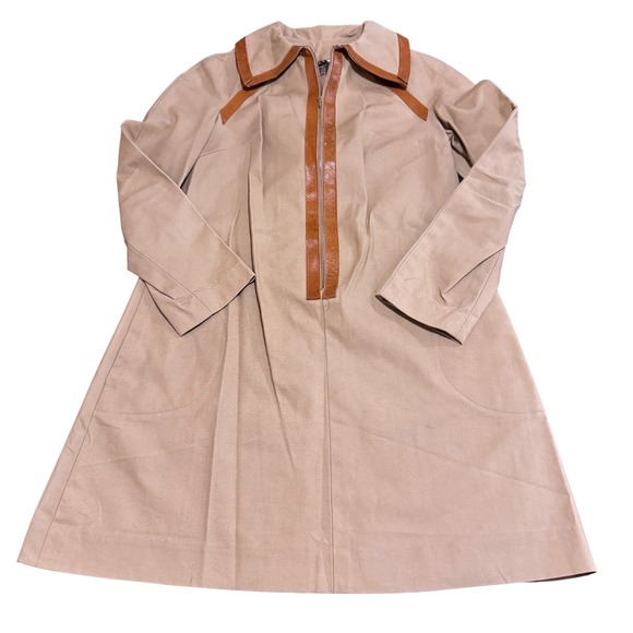 John Marks Jackets & Blazers - Vintage 60s John Marks London Mod Raincoat Canvas Leather Trim 1/2 Zip A-Line 10